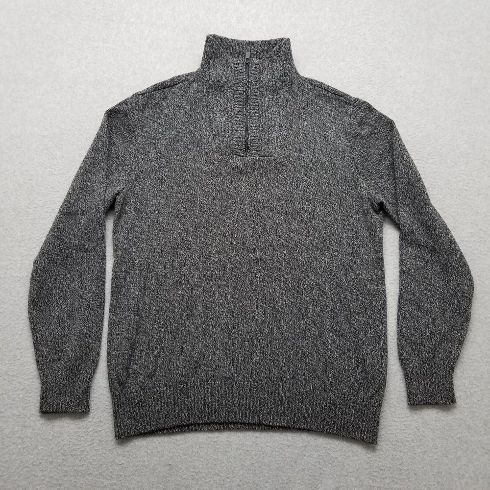 Calvin Klein Sweater‎ Mens Medium Gray Pullover Mock Neck Zip Casual